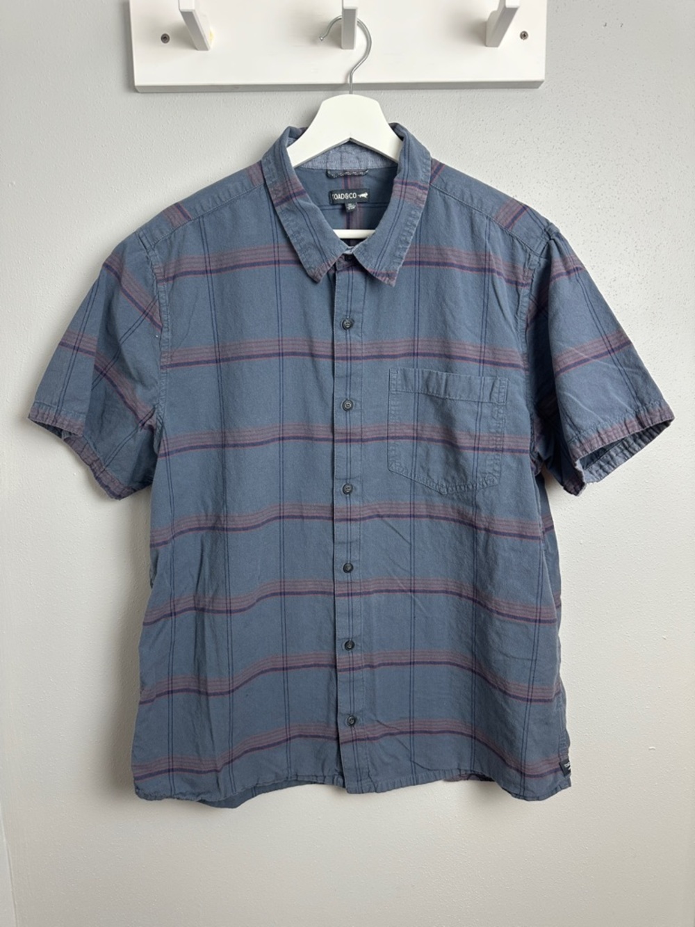 Toad&Co 100% Cotton Blue Striped Short Sleeve Button-Down